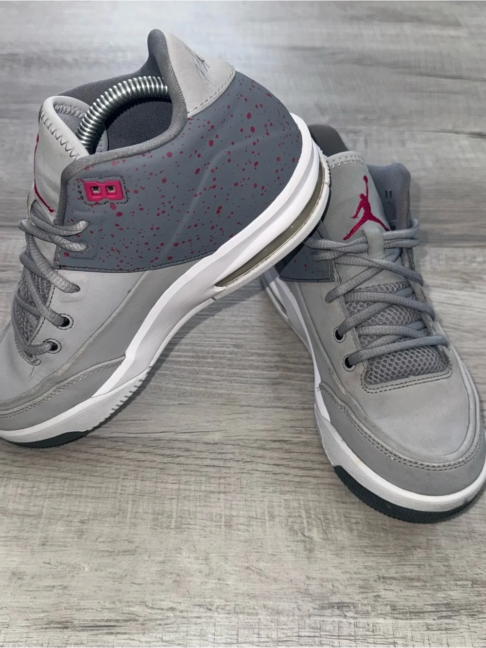 Nike Air Jordan Flight Size 4 Youth Gray And Pink 820250-001 Great Shape!
